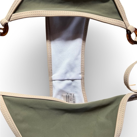 Olive Green & Cream Bikini with Ring Detail - Size XS - Picture 3 of 3